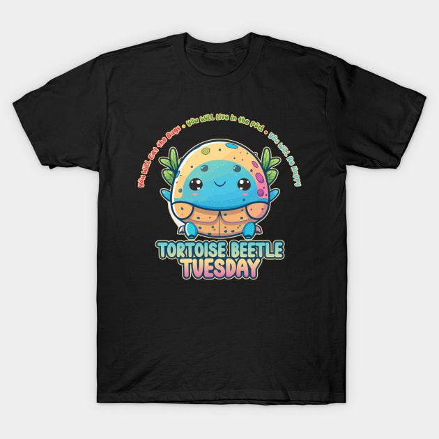 Tortoise Beetle Tuesday Kawaii Bug Buffet T-Shirt by DanielLiamGill